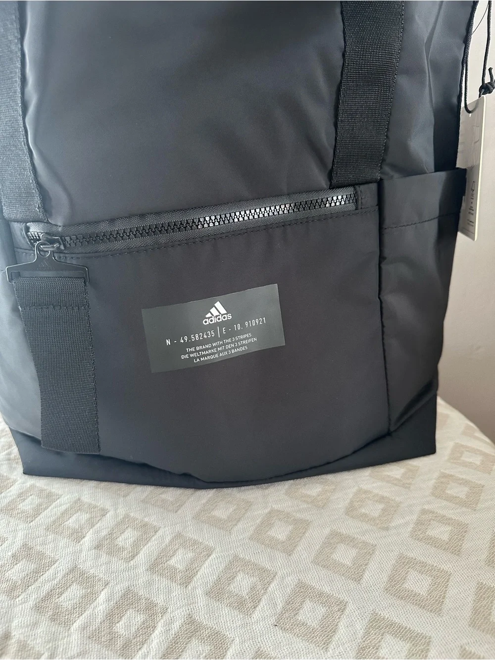 adidas Black Women's Tote Bag with Front Zip Pocket